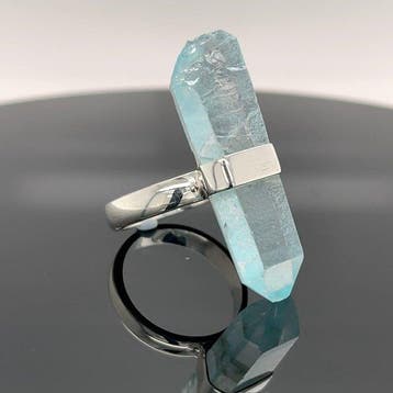 Zilver - Ring - Natuurlijke aquamarijn