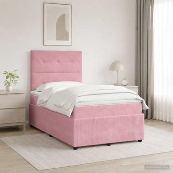 vidaXL LED Boxspringbed met Matras Roze 120 x 190 cm Fluweel, Huis en Inrichting, Verzenden, Nieuw