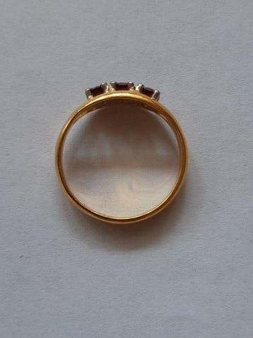 Trouwring - 21 kt. Geel goud Granaat - Antieke gouden ring, Bijoux, Sacs & Beauté