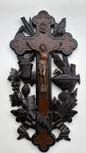 Antiek Crucifix - Hout, Metaal - 1900-1910 - Antiek