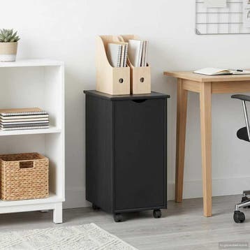 vidaXL Rollende kast Zwart 34 x 39 x 65,5 cm Massief, Huis en Inrichting, Kasten | Overige, Verzenden, Nieuw