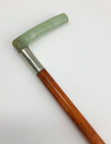 Wandelstok - Jade, Metaal, Hout - Modieuze wandelstok ca., Antiek en Kunst