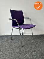 Vergaderstoel - paarse stoffering - chrome 4 poots frame, Vergader- of Presentatieruimte, Ophalen of Verzenden, Gebruikt, Stoel