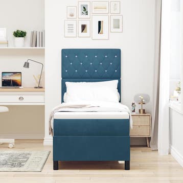 vidaXL LED Box Spring Bed met matras Donkerblauw 80 x 200 cm, Verzenden, Nieuw