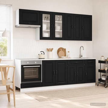 vidaXL Keukenblok KALMAR 8 st Zwart Bewerkt hout, Verzenden