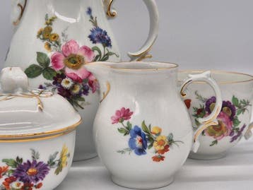 Fürstenberg – Kaffee-/Teeservice – Porzellan mit floralem, Antiquités & Art