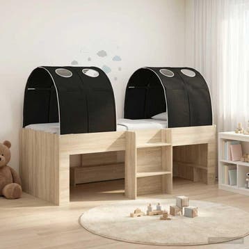 vidaXL Bed met Tunnel 3 st Sonoma Eiken en Zwart Bewerkt, Verzenden