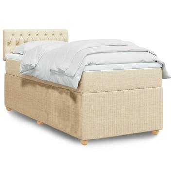vidaXL Boxspring met matras stof crèmekleurig 80x200 cm, Verzenden, Nieuw