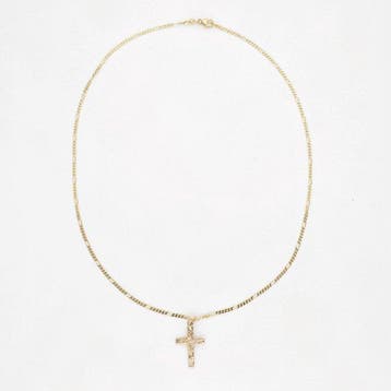 Collier avec pendentif - 14 carats Or jaune - Croix, Bijoux, Sacs & Beauté