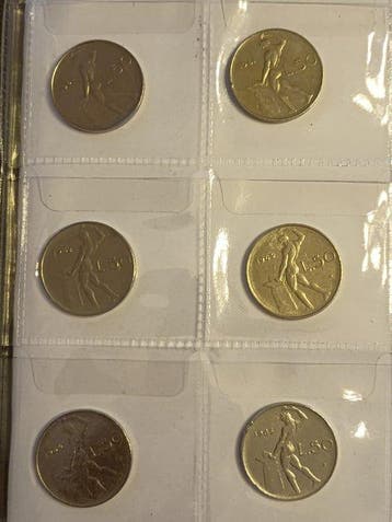 Italië, Republiek 50 Lire 1954-1999 (46 monete) inclusi