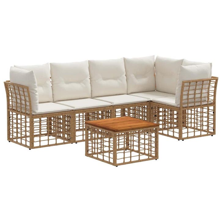 vidaXL Buiten bank set 6 pcs Natuurlijk en Crème Wit, Tuin en Terras, Tuinsets en Loungesets, Nieuw, Verzenden