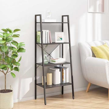 vidaXL Opbergmeubel met 4 schappen 56x35x140 cm zwart, Verzenden