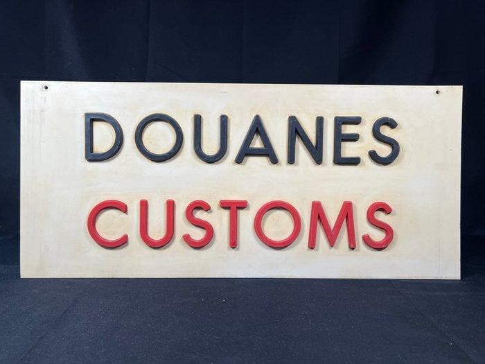 Reclamebord - Oorspronkelijk tweetalig douanebord - Plastic, Antiquités & Art, Antiquités | Assiettes décoratives & Carrelages