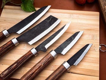 Keukenmes - Kitchen knife set - 718 - Staal, Hout,