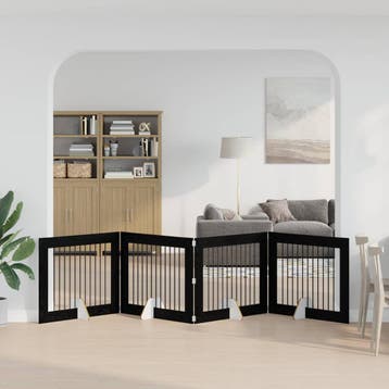 vidaXL Opvouwbaar hondenhekje met standaards 4 st Zwart, Animaux & Accessoires, Verzenden