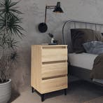 vidaXL Nachtkastje met metalen poten 40x35x69 cm sonoma, Verzenden, Nieuw