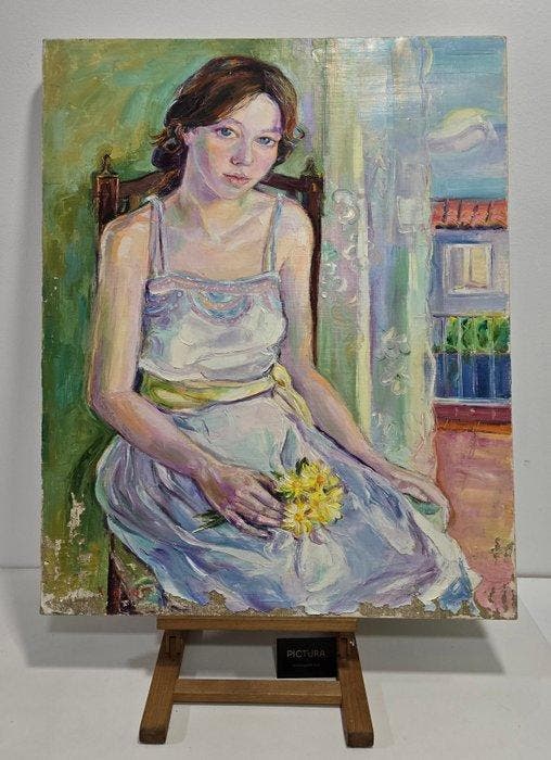 École de séville (XX) - Près de la fenêtre, Antiquités & Art, Art | Peinture | Classique