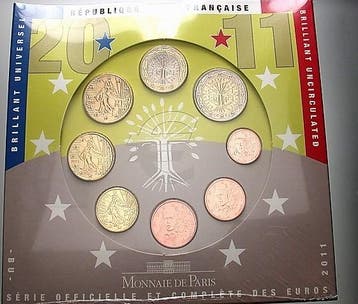 3,88 Euro,munten set 1 Cent-2 Euro 2011 Frankreich Republik, Verzenden, België