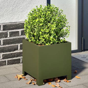 vidaXL Plantenbakken 2 st 30x30x30 cm staal olijfgroen, Verzenden