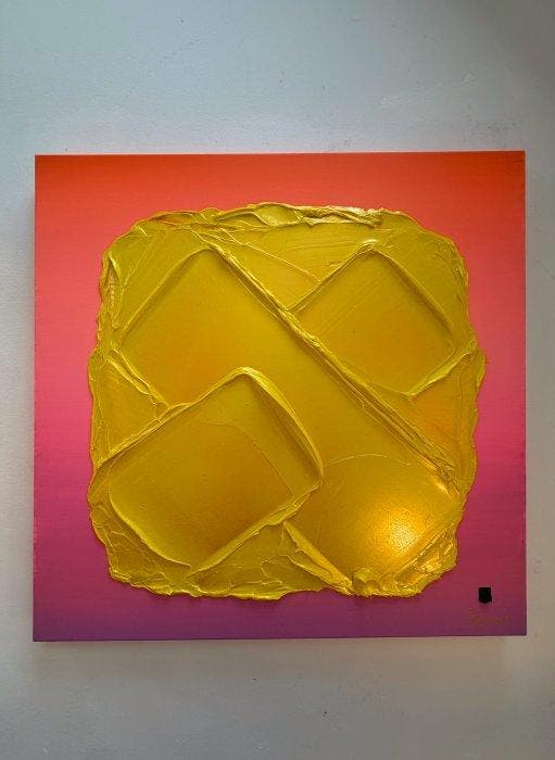 Sarah Schwarzl - Frequency NEON SKY (Frame included), Antiquités & Art, Art | Peinture | Moderne