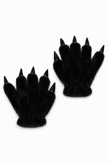 KIMU® Klauwen Handschoenen Zwart Pluche Handschoen Nagels Di, Ophalen of Verzenden