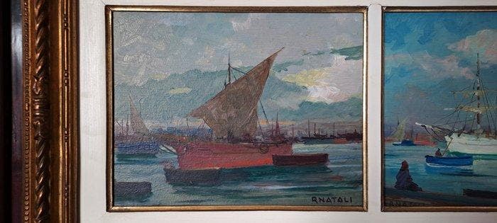 Renato Natali (1883-1979) - Tramonto, Velieri, Panorama, Antiek en Kunst, Kunst | Schilderijen | Klassiek