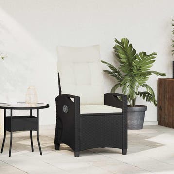 vidaXL Ligstoel voor Tuin Zwart en Crème 56 x 60 x 112 cm, Verzenden, Nieuw