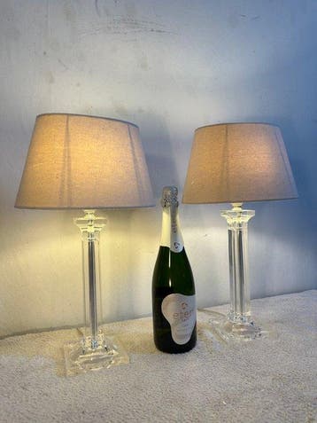 Light & Living - Tafellamp (2) - Acryl, Staal, Textiel - Set