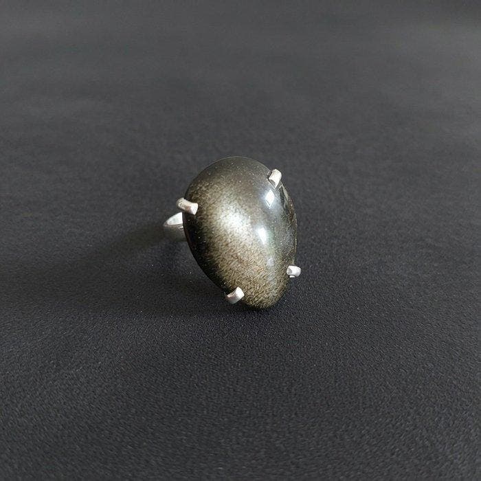 Ring van gouden obsidiaan uit Mexico. Zetting van 925, Antiek en Kunst, Curiosa en Brocante