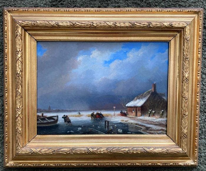 Louis Smets (1840-1896), Toegeschreven aan - Wintergezicht, Antiquités & Art, Art | Peinture | Classique
