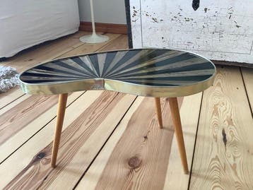 Salontafel - Beuken, messing - Nierentafelontwerp