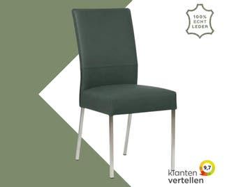 Leren eetkamerstoel Real - Toledo Forrest (groen) - Poten, Huis en Inrichting, Stoelen, Overige kleuren, Nieuw, Ophalen of Verzenden