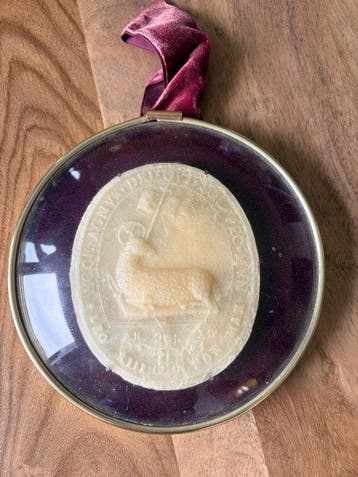 Pape Léon XIII - Médaillon avec Agnus DEI - Antique - Cire,, Antiquités & Art