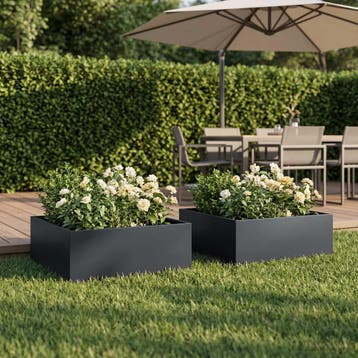 vidaXL Plantenbak 2 st Antraciet 60 x 60 x 20 cm Koudgewalst, Verzenden
