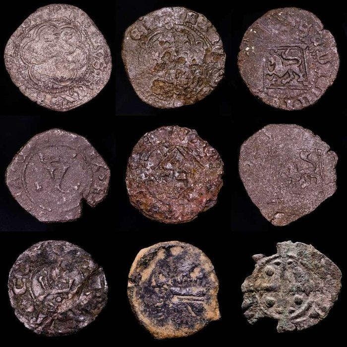 Spanje. Alfonso X, Alfonso XI, Enrique III, Enrique IV y, Postzegels en Munten, Munten | Europa | Niet-Euromunten