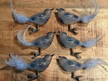 Décoration de Noël Krebs: 12 glazen vogeltjes, blauw, Diversen, Nieuw