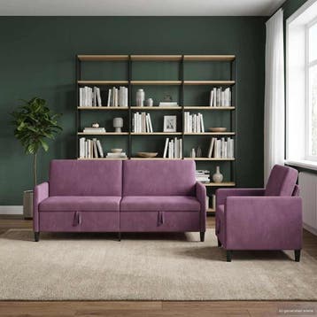 vidaXL Sofa Set Met Opslag 2 st Paars Polyester, Huis en Inrichting, Verzenden, Nieuw