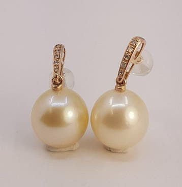 Oorbellen - 14 karaat Roségoud, 11×12 mm gouden Zuidzee, Nieuw