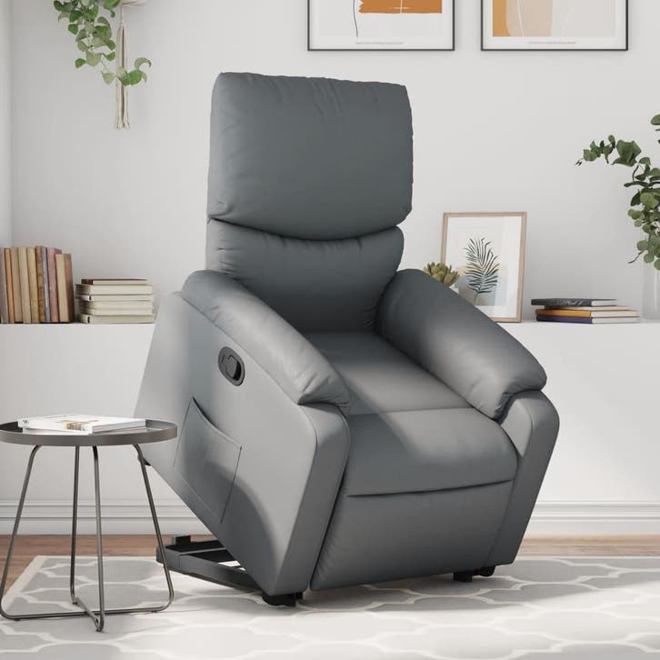 vidaXL Sta-op-stoel kunstleer grijs, Maison & Meubles, Fauteuils, Envoi