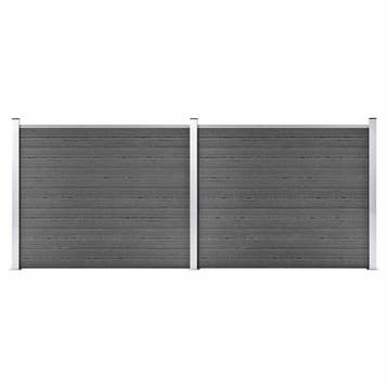 vidaXL Schuttingpanelenset 353x146 cm HKC zwart, Verzenden