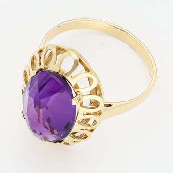 Ring - 14 karaat Geel goud - Amethist, Nieuw