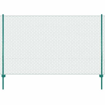 vidaXL Draadgaashek met palen 25x1,5 m staal groen, Verzenden