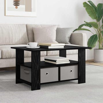vidaXL Salontafel Zwart Eiken 77 x 55 x 42 cm Bewerkt hout, Huis en Inrichting, Tafels | Salontafels, Verzenden, Nieuw