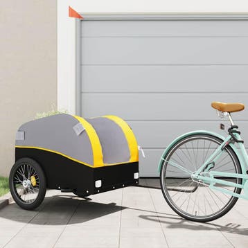 vidaXL Fietstrailer 45 kg ijzer zwart en geel, Verzenden