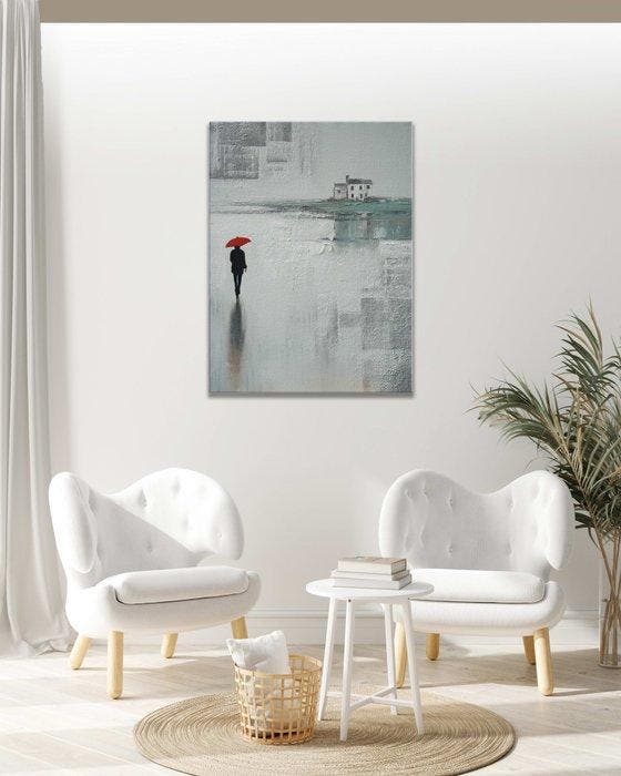 Clelia - Crimson Chord in Grey, Antiquités & Art, Art | Peinture | Moderne