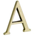Huisletter A Roman 50 mm messing antiek, Klink of Kruk