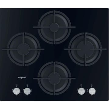 Hotpoint HGS61SBK - Gaskookplaat - 4 kookzones - Zwart, Ophalen of Verzenden, Nieuw