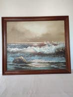 H. Gailey (XX) - Peinture marine, Vagues et rochers, Antiek en Kunst