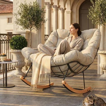 Schommelstoel - Fauteuil met armleuning - Relaxfauteuil - Re, Huis en Inrichting, Verzenden, Nieuw