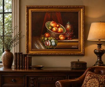 M. Santos - Elegant Floral & Fruit Still Life